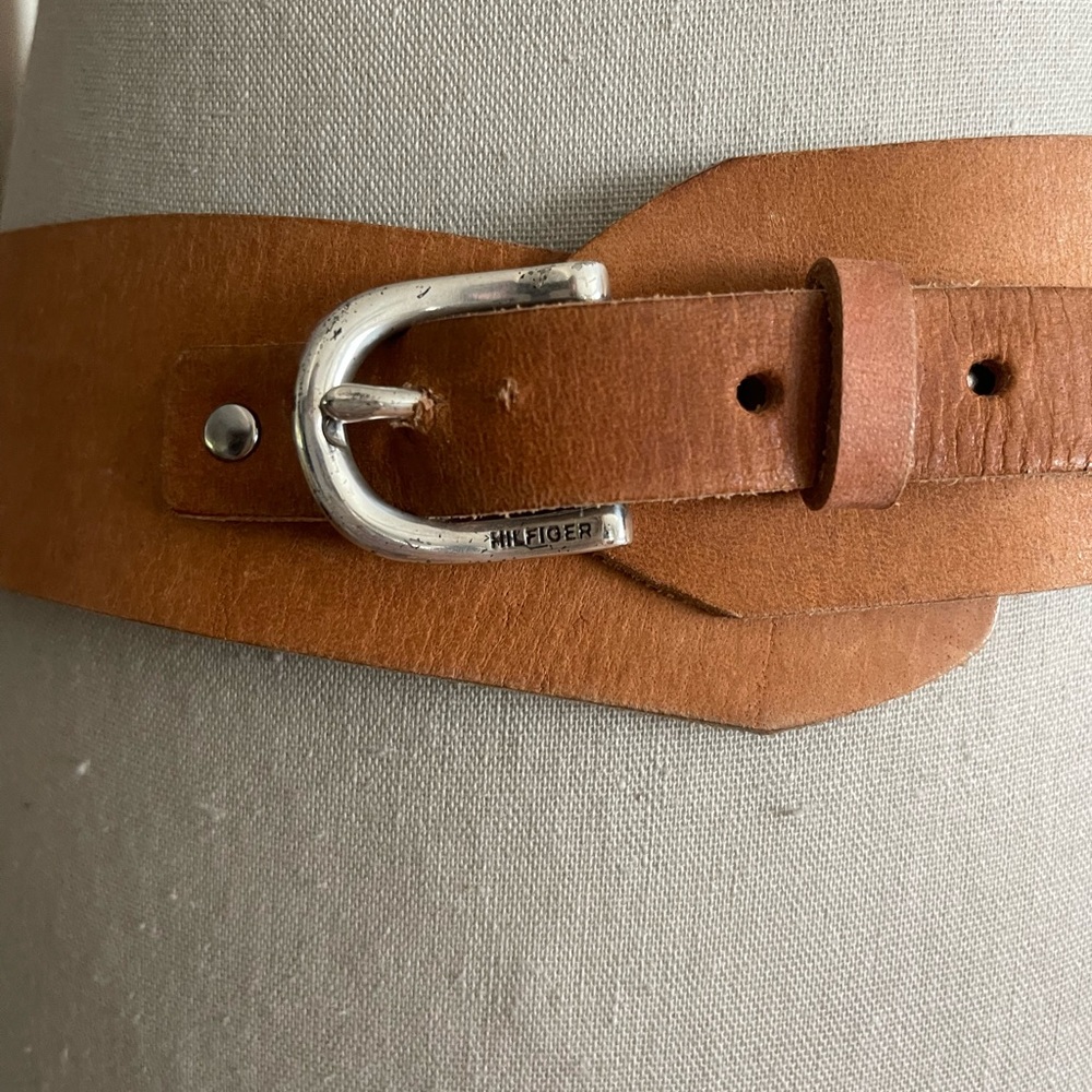 Tommy Hilfiger Leather Carmel Colored Wide Belt